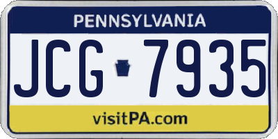 PA license plate JCG7935