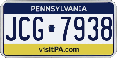 PA license plate JCG7938
