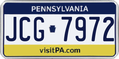 PA license plate JCG7972