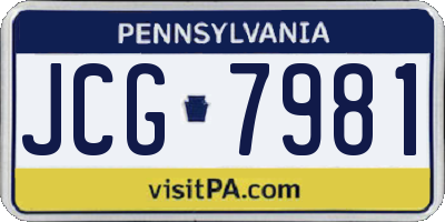 PA license plate JCG7981
