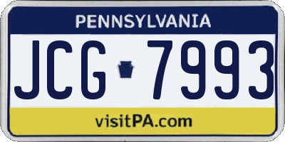 PA license plate JCG7993