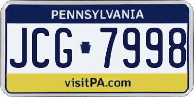 PA license plate JCG7998