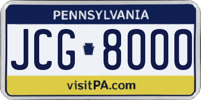 PA license plate JCG8000