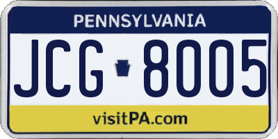 PA license plate JCG8005