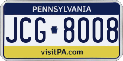 PA license plate JCG8008