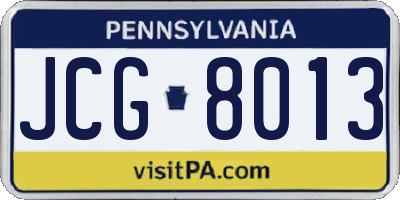 PA license plate JCG8013
