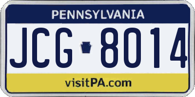 PA license plate JCG8014