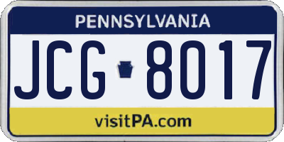 PA license plate JCG8017