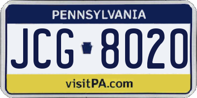 PA license plate JCG8020