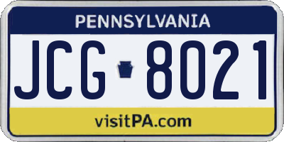 PA license plate JCG8021