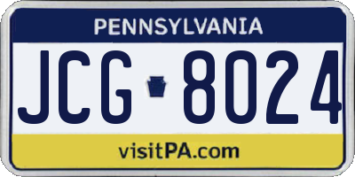 PA license plate JCG8024