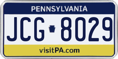 PA license plate JCG8029