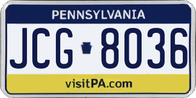 PA license plate JCG8036