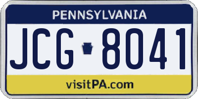 PA license plate JCG8041
