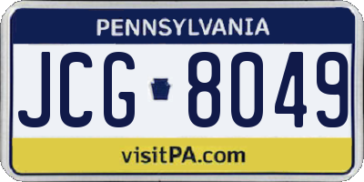 PA license plate JCG8049