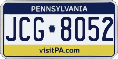 PA license plate JCG8052