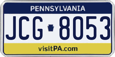 PA license plate JCG8053