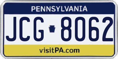 PA license plate JCG8062