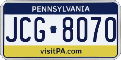 PA license plate JCG8070