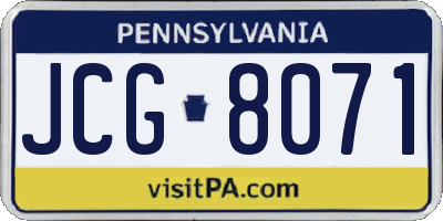 PA license plate JCG8071