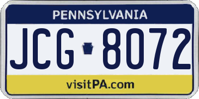 PA license plate JCG8072