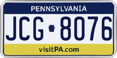 PA license plate JCG8076