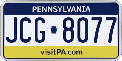 PA license plate JCG8077