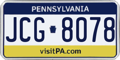 PA license plate JCG8078