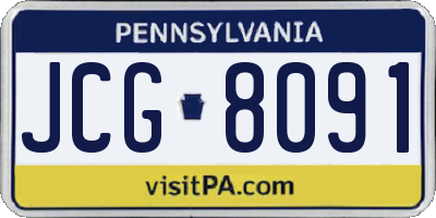 PA license plate JCG8091