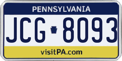 PA license plate JCG8093