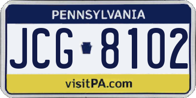 PA license plate JCG8102