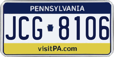 PA license plate JCG8106