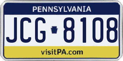 PA license plate JCG8108