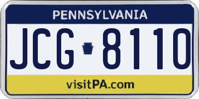 PA license plate JCG8110