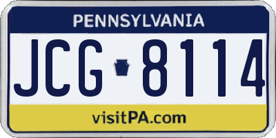 PA license plate JCG8114