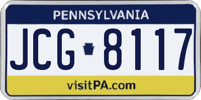 PA license plate JCG8117
