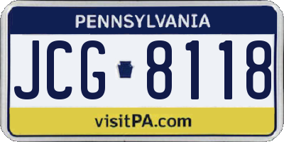 PA license plate JCG8118