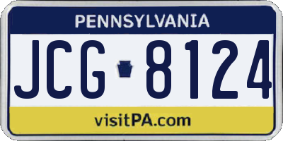 PA license plate JCG8124