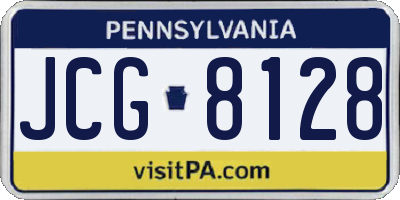 PA license plate JCG8128