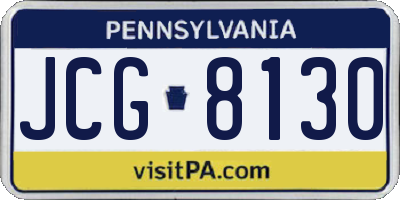 PA license plate JCG8130