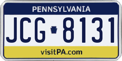 PA license plate JCG8131