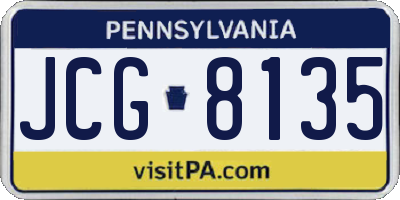 PA license plate JCG8135