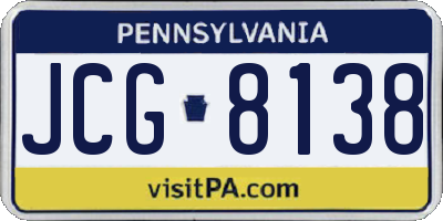 PA license plate JCG8138