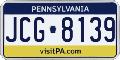 PA license plate JCG8139