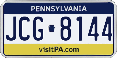 PA license plate JCG8144