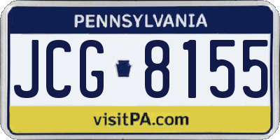 PA license plate JCG8155