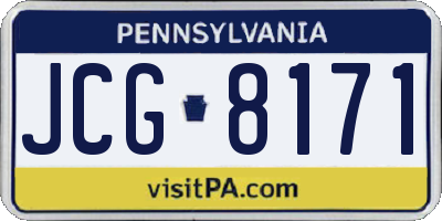 PA license plate JCG8171