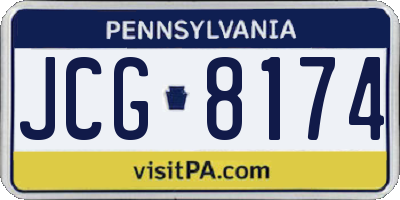 PA license plate JCG8174