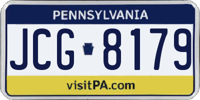 PA license plate JCG8179