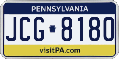 PA license plate JCG8180